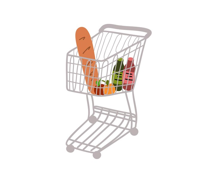 Вектор продуктовая тележка.