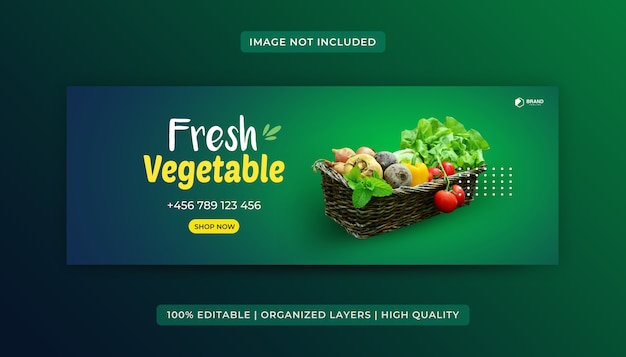 Vector grocery food facebook cover design template