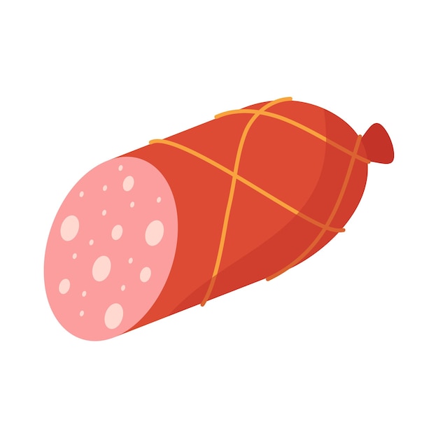 Продовольственные предметы креветки куриное мясо стейк лосось кусочек и салями вектор мультфильм плоская икона