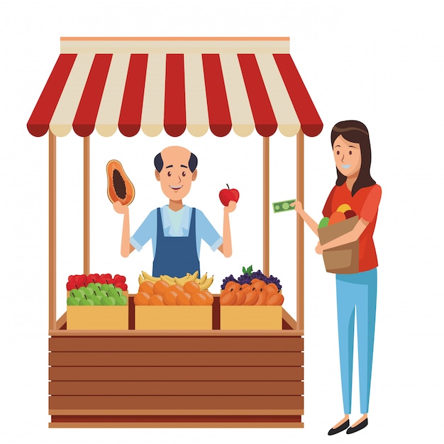 Vector grocery man cartoon