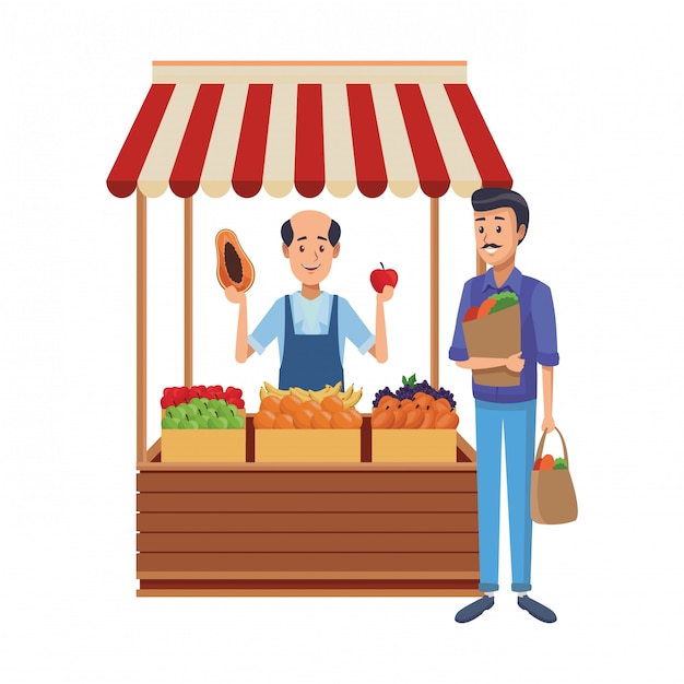 Vector grocery man cartoon