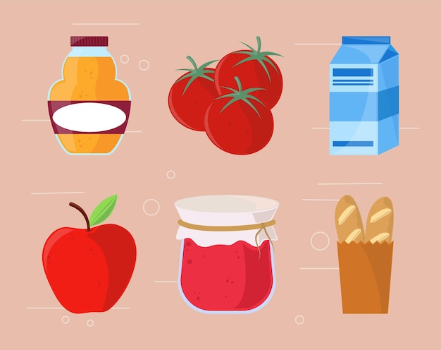 Grocery products icons