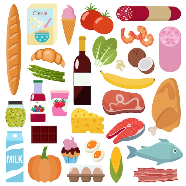 grocery set. flat