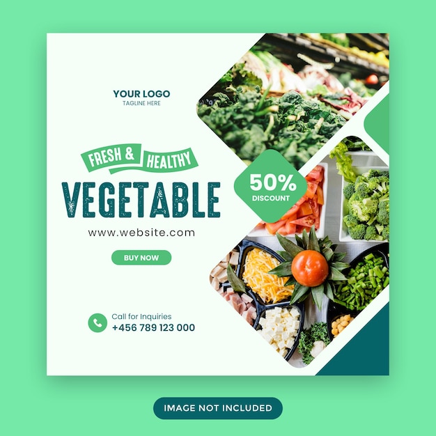 Grocery social media post or sqauare banner template