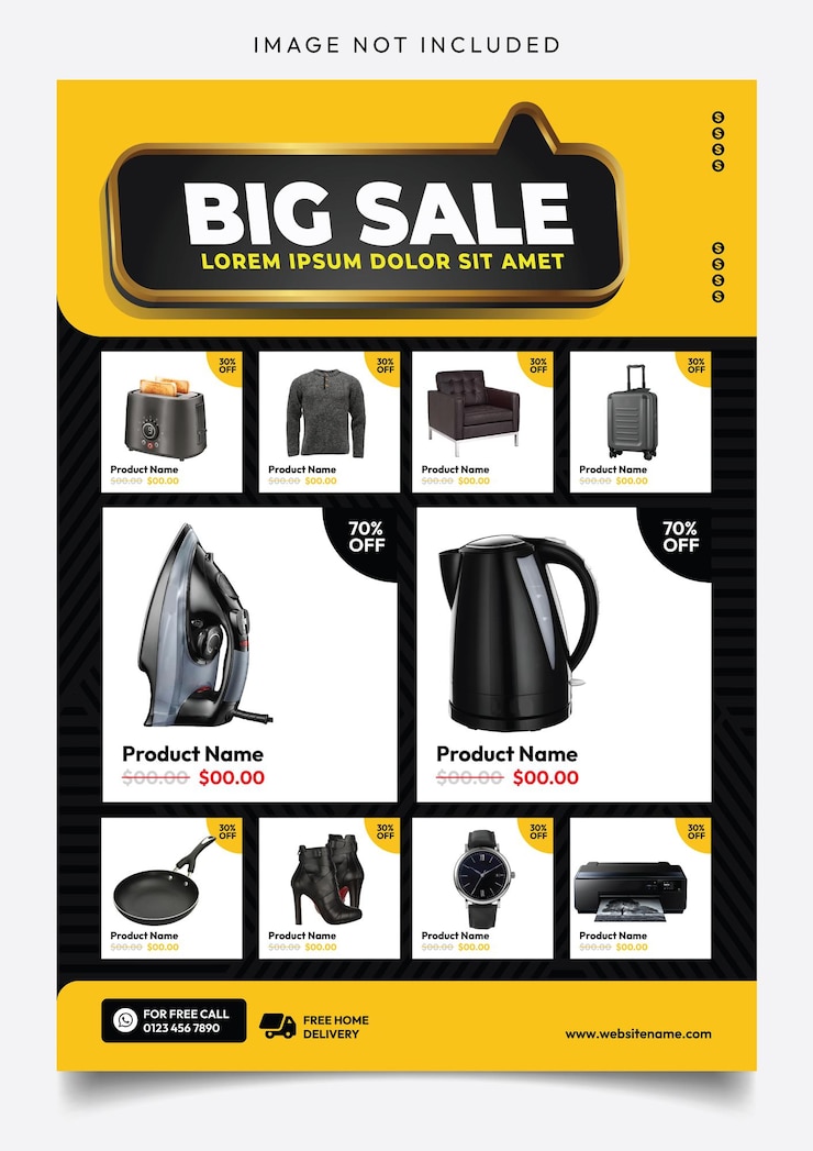Vector grocery store big sale weekly promotion flyer template