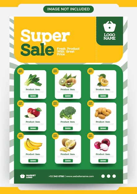 Vector grocery store catalog editable modern template