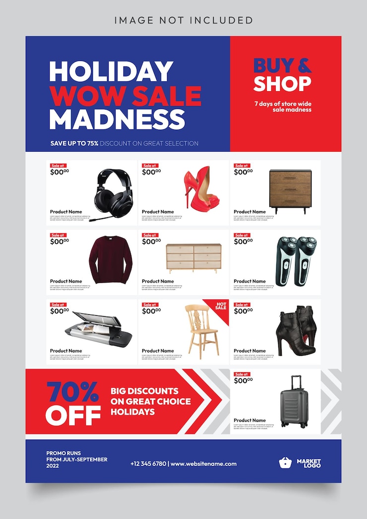 Grocery store holiday wow sale promotion flyer template