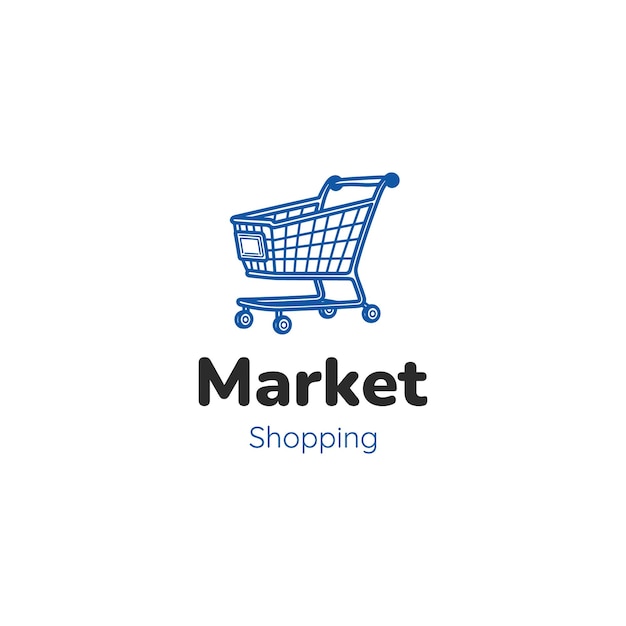 雑貨店のロゴデザインテンプレートとショッピングバスケット
