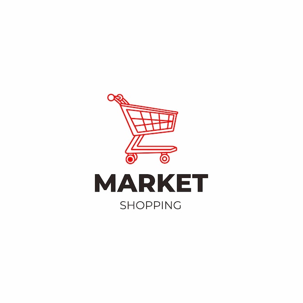 雑貨店のロゴデザインテンプレートとショッピングバスケット