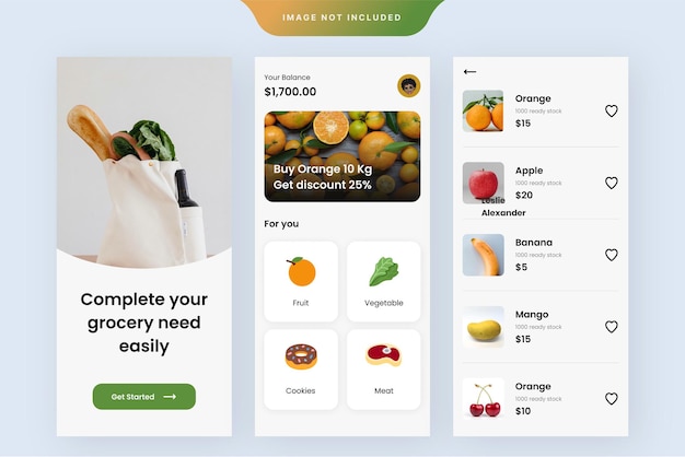 Vector grocery store online ui design template vector