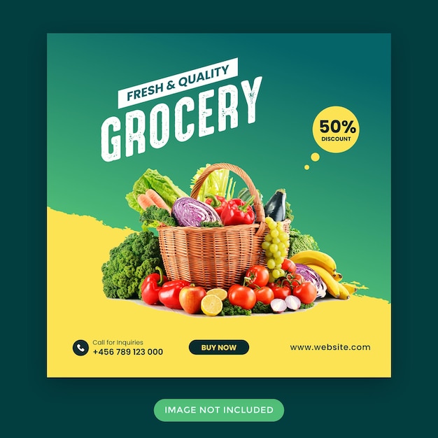 Grocery vegetable food instagram post or square banner template