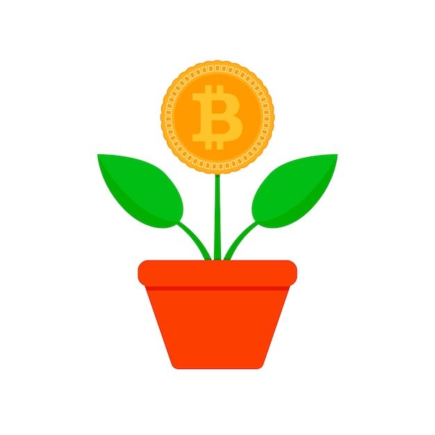 Groei bit munt Crypto potplant vector