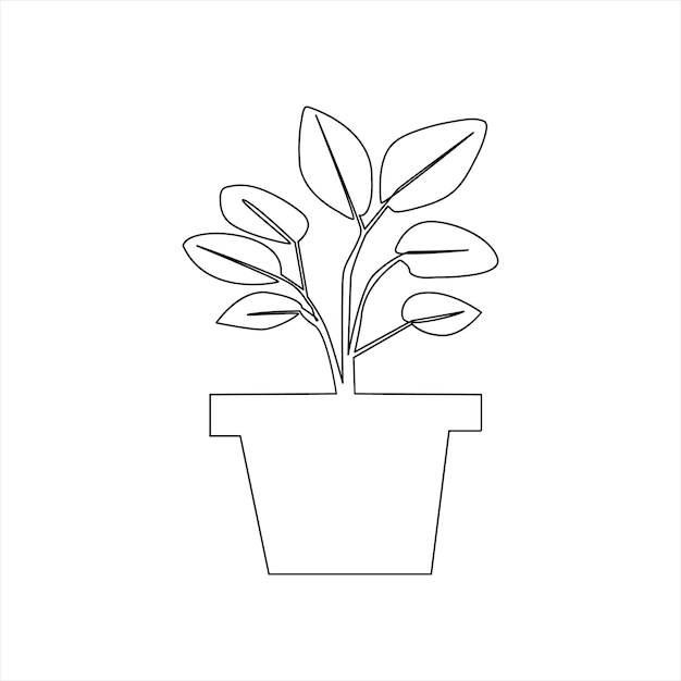 Groei boom continue lijn vector afbeelding op witte achtergrond concept van kwekerij bedrijf