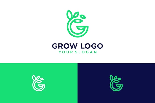 Groei logo-ontwerp met letter g en lijntekeningen