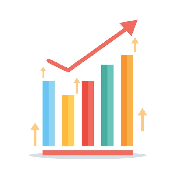 Groei staafdiagram cartoon pictogram vectorillustratie