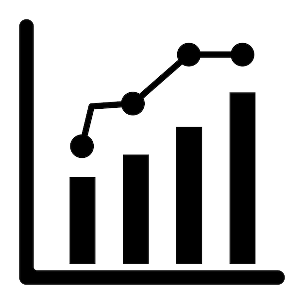 Groeidiagram Glyph effen zwarte afbeelding