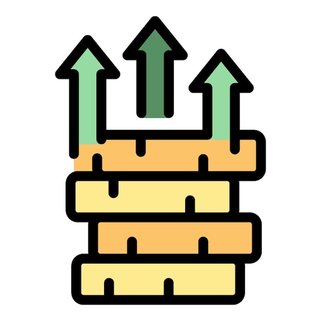 Vector groeiende munten icoon outline groeiende munten vector icoon kleur vlak geïsoleerd
