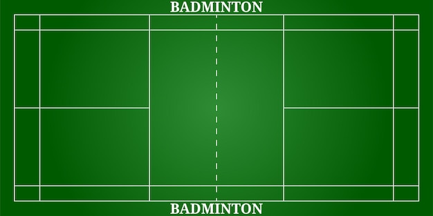 Groen badmintonveld, bovenaanzicht