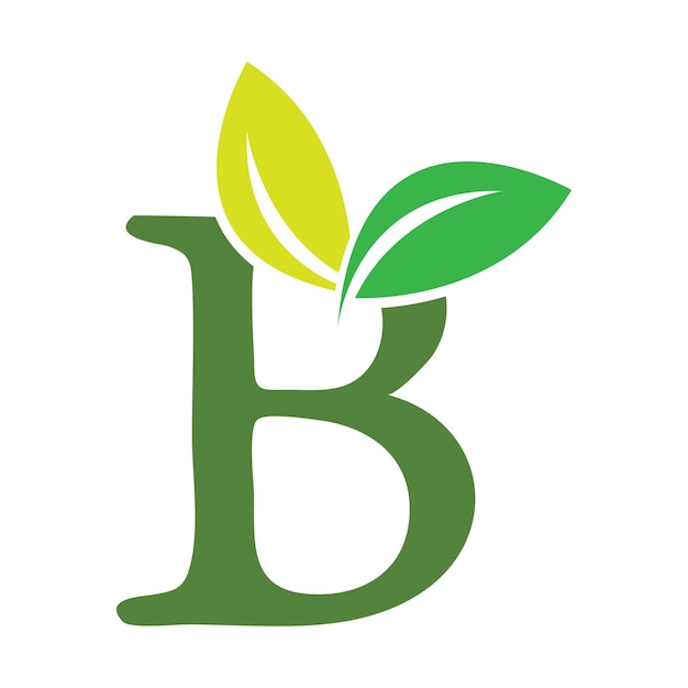 Groen blad en letter B monogram logo ontwerp vector