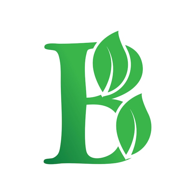 Groen blad en letter B monogram logo ontwerp vector