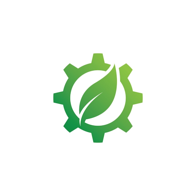 Groen blad Gear Icon Logo Design Element