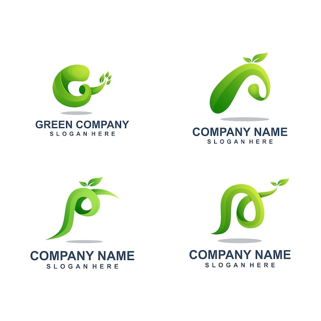 Groen blad logo sjabloon set