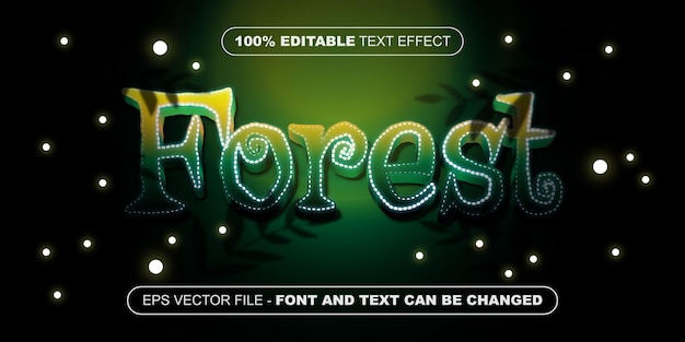 Vector groen bos 3d bewerkbaar teksteffect