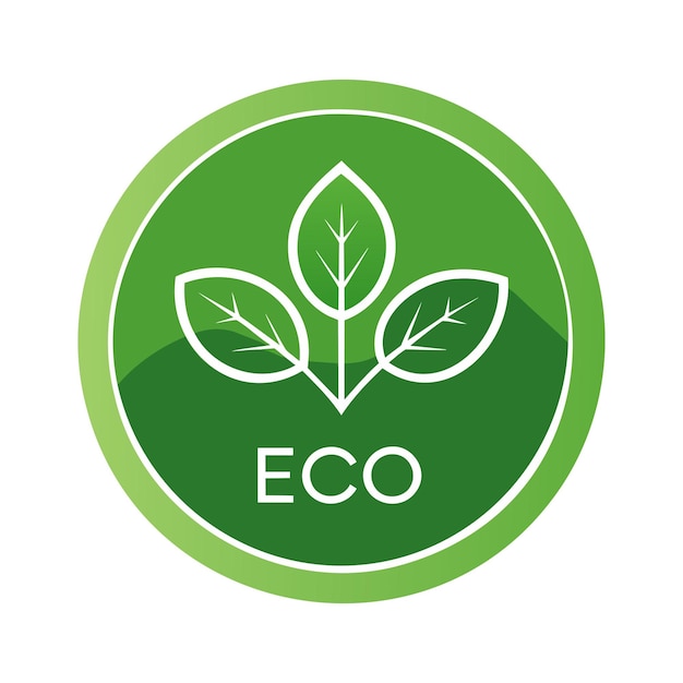 Groen eco knop icoon met blad icoon vector illustratie