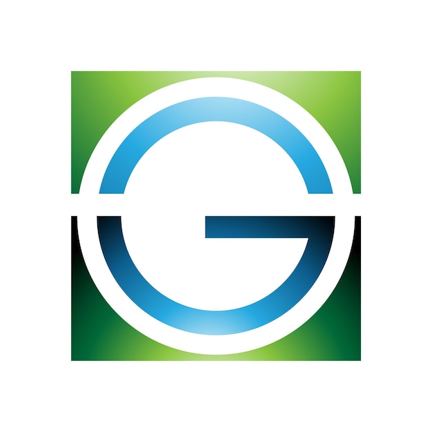 Groen en blauw glanzend rond en vierkant letter G Icon