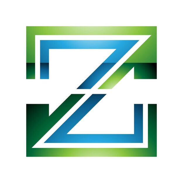 Vector groen en blauw glanzende gestreepte lettervormige z-icoon