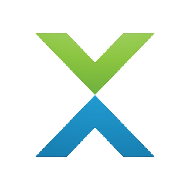 Vector groen en blauw v-vormige letter x icon