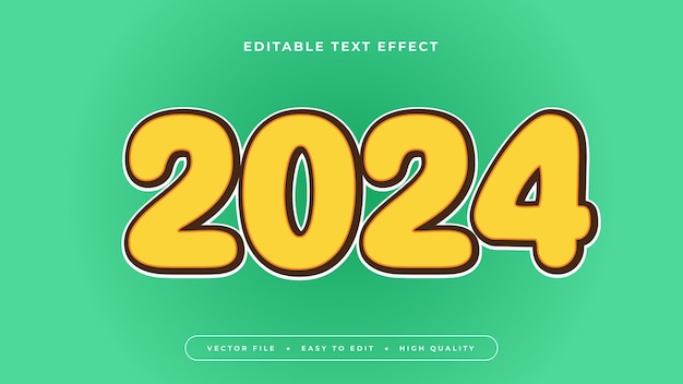 Groen en geel 2024 3d bewerkbare tekst effect lettertype stijl