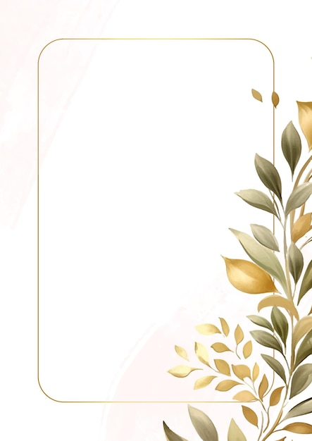 Groen en goud vector frame met bladeren patroon achtergrond met flora en bloemen