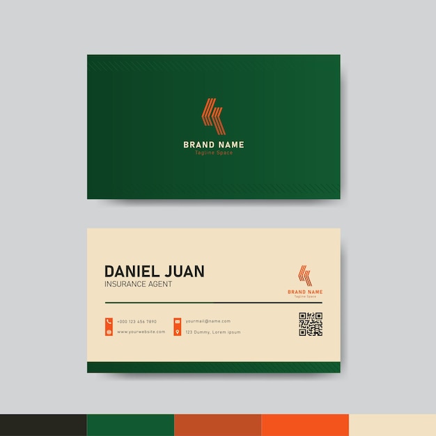Groen en oranje zakelijke identiteitskaart sjabloon concept