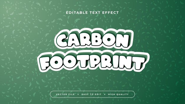 Groen en wit koolstofvoetafdruk 3D bewerkbare tekst effect lettertype stijl
