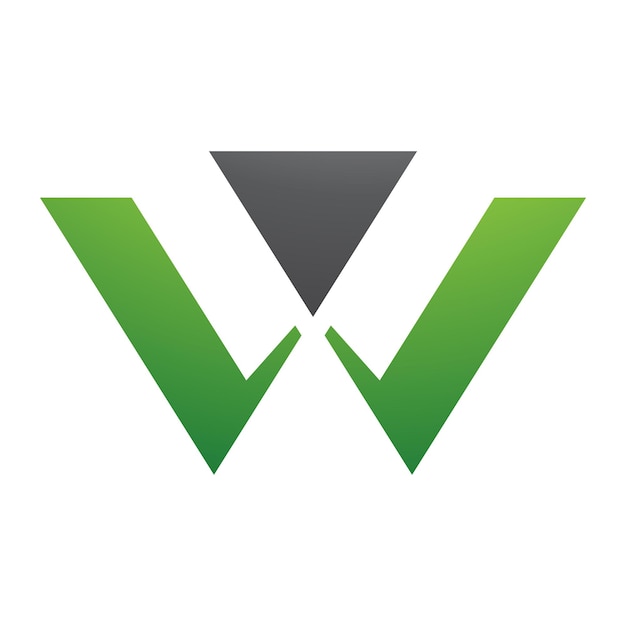 Vector groen en zwart driehoekige letter w-icoon