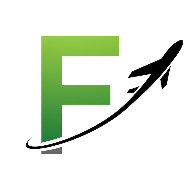 Groen en zwart hoofdletter F Icon met een vliegtuig