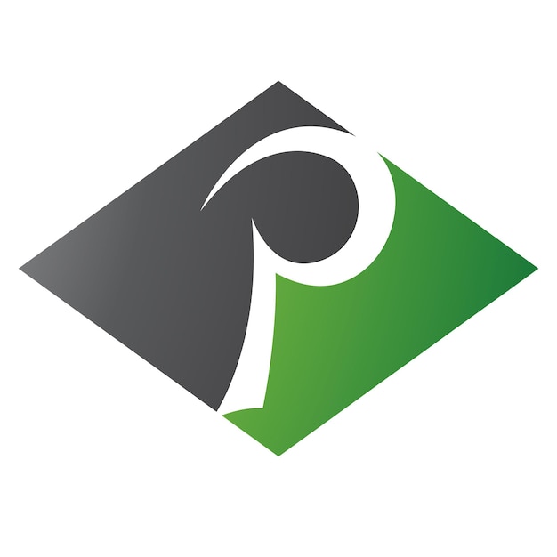 Groen en zwart horizontaal diamant letter P Icon