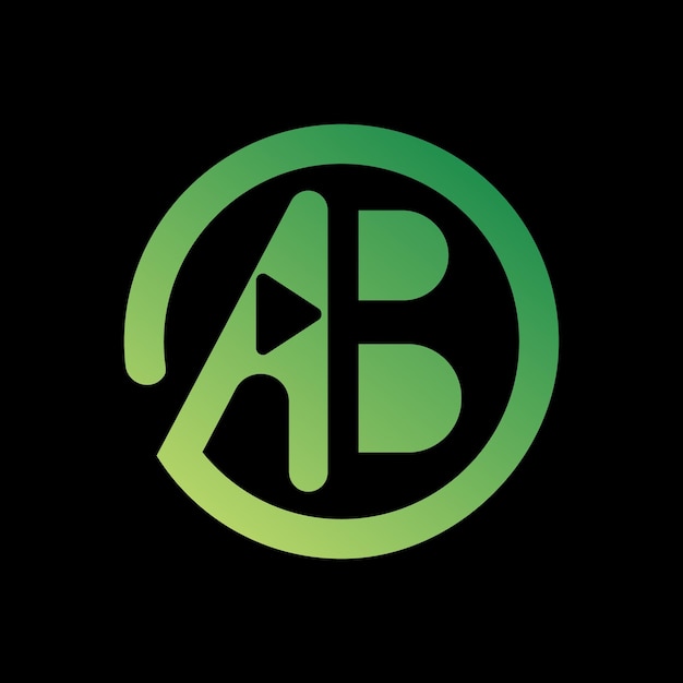 Vector groen en zwart logo met de letter ab in een cirkel voor muzieklogo