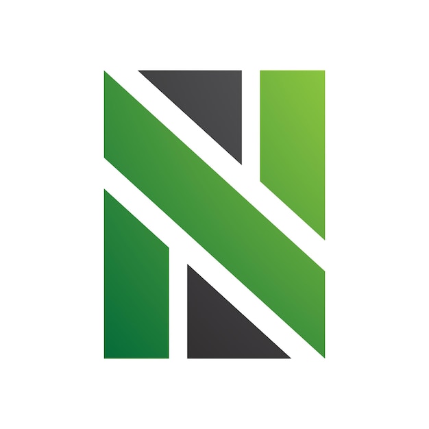 Groen en zwart rechthoekige letter N Icon