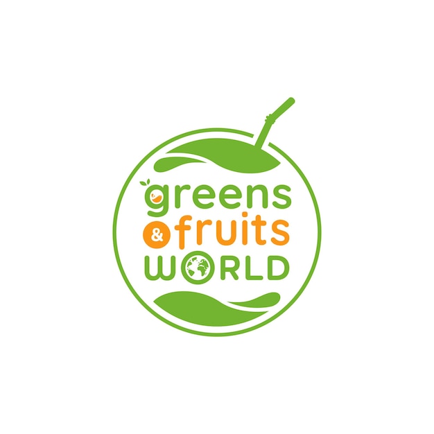 Groen fruit en groente wereld logo, Groenen vers fruit logo icoon