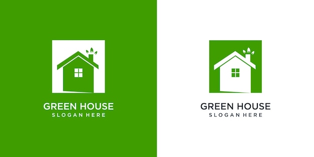 Groen gebouw logo idee met fris conceptontwerp Premium Vector