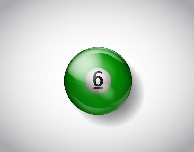 Groen geel ballenbad zes. Vector illustratie biljart geïsoleerd. 14 Ball voor Snookerpool. Biljartballen.