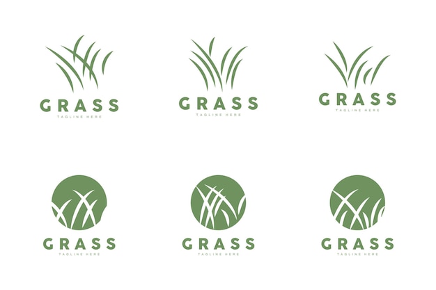 Groen Gras Logo Ontwerp Boerderij Landschap Illustratie Natuur Ontwerp