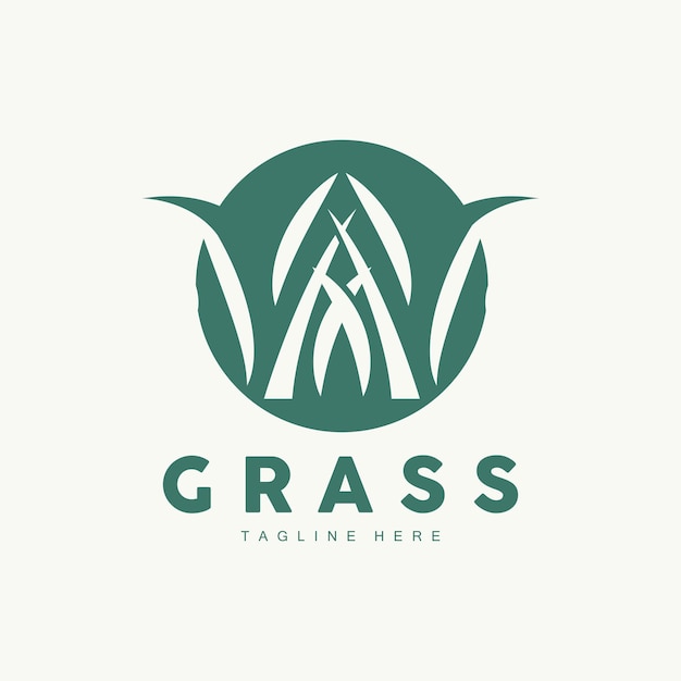 Groen Gras Logo Ontwerp Boerderij Landschap Illustratie Natuurlijk Landschap Vector