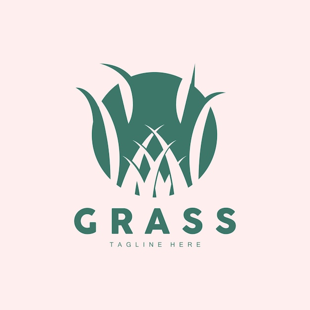 Groen Gras Logo Ontwerp Boerderij Landschap Illustratie Natuurlijk Landschap Vector