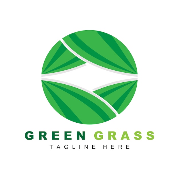 Groen gras logo ontwerp boerderij landschap illustratie natuurlijk landschap vector