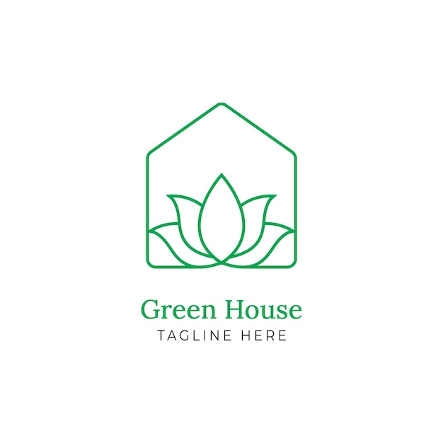 Groen huis blad lotusbloem Logo vector ontwerpsjabloon