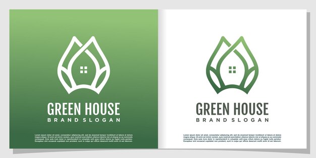 Groen huis creatief logo-ontwerp premium vector