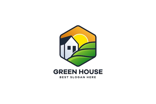 Groen Huis Illustratie Logo Ontwerp